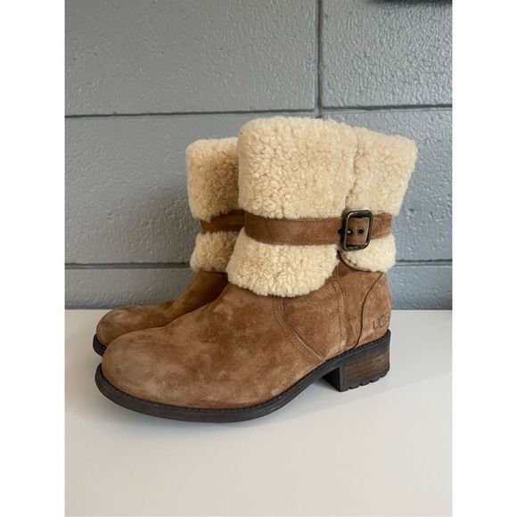 UGG Tan and Cream Winter Boots - Picture 2 of 6